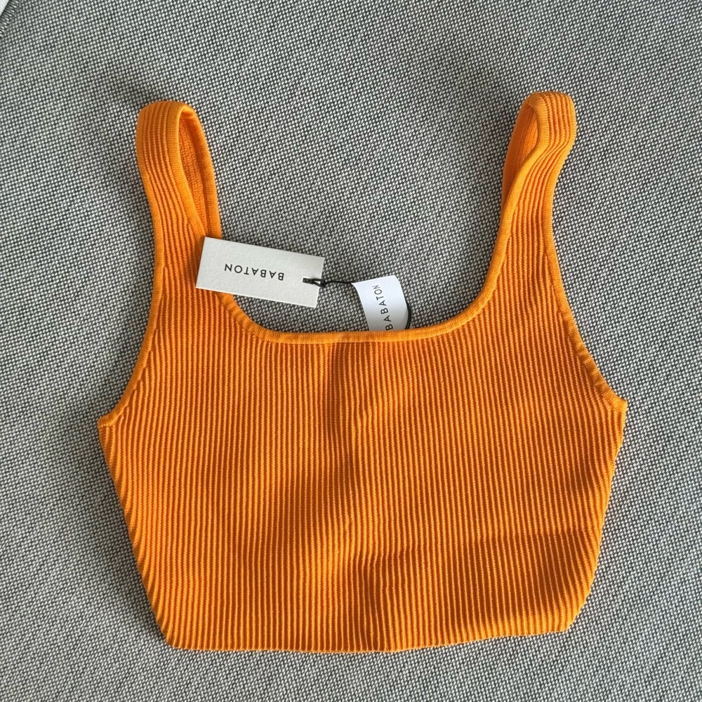 Babaton Sculpt Knit Squareneck Cropped Tank - TANGELO ORANGE 🍊